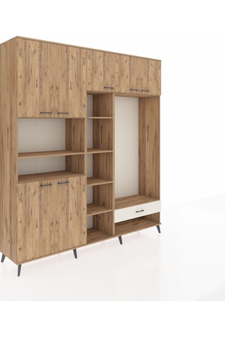 Hyperion Dolap 11 Raflı Tek Çekmeceli 7 Kapaklı 220x44x243 Çam-çam/aytaşı Atlas Çam/aytası