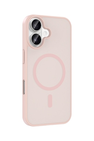 Ardemix Apple iPhone Uyumlu 16 Plus Kılıf M-safe Şarj Özellikli Zore Babet Kapak - Pembe