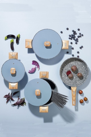 Schafer Toscana Döküm Tencere Seti 7 Parça - Mavi