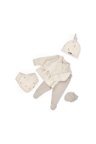 Bebek 5'li Set %100 Organic Pamuk Yenidoğan Serisi - Csy8189 Krem
