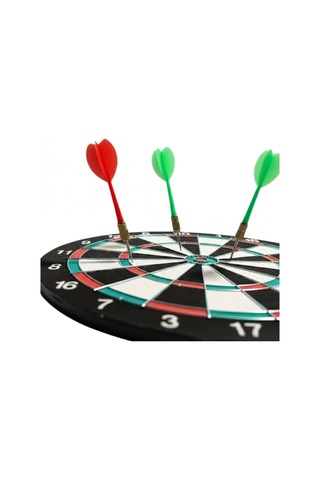 15 İnç Ahşap Dart Tahtası 4 Metal Uçlu Dart Oku Ve Askı Aparatı