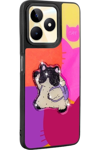 Realme C55 4g İle Uyumlu Kılıf Parlayan Kabartmalı İkonik Figürlü Silikon Kapak