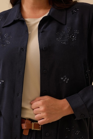 Galaxi Kadın Büyük Beden Pul İşlemeli Bağcıklı Kap 4002 Lacivert Lacivert