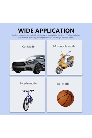 Wezone Kablosuz Dijital Gösterge Li-poly Bataryalı Araç Lastiği Hızlı Şişirici - 4 Modlu, Otomatik Durma, 25l/dak, Siyah