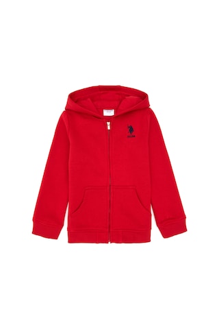U.S. Polo Assn. Kız Çocuk Kırmızı Kapüşonlu Fermuarlı Şardonlu Basic Sweatshirt 50316809-VR171