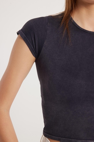 Tudors Kadın Slim Fit Dar Kesim Düz Basic Bisiklet Yaka Antrasit Tişört-33682 Antrasit