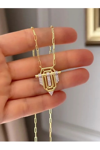 Vogutima Jewelery & Silver By Leyla Altın Tasarım 18 K Altın Kaplama 925 Ayar Gümüş Kolye