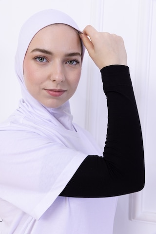 Likralı Penye Kolluk Siyah - Pratik Kadın Tesettür Düz Namaz Kolluğu 1 Çift 40cm Viskon Hijab Siyah