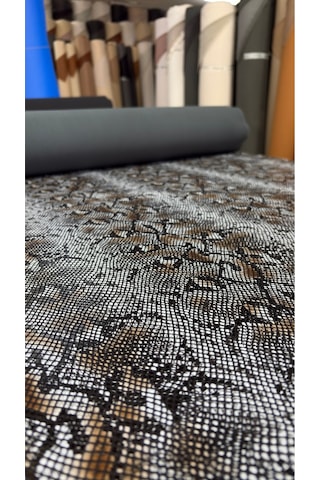 Yılan Desen Suni Deri Ayakkabılık, Çantalık, Döşemelik 100 X 140 Gri