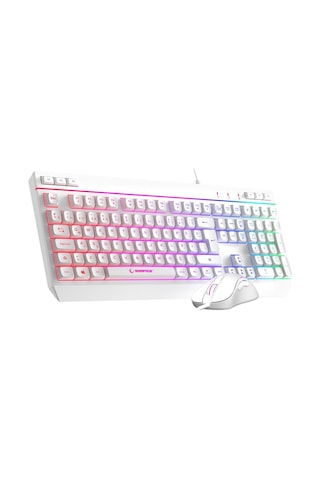 Rampage Km-r57 Seraphic Beyaz Rgb Klavye , 12800 Dpı Mouse + 30 25cm Mousepad Gaming 3lü Set Optik