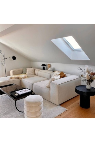 Mira Relax Krem Renk Köşe Koltuk Antrasit