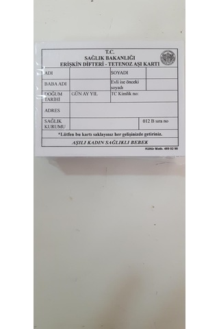 Erişkin Difteri-Tetanoz Aşı Kartı
