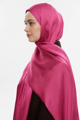 Mizalle & Yaqa Özel Saten Dokulu Pembe Şal Pembe
