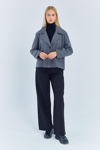 4579 Kadın Koldan Katlamalı Ceket Gri Gri