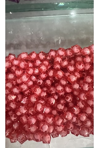 Kübik Serisi Nar Çiçeği Kristal Boncuk İçi İncili 10 Mm Janjanlı Akrilik Boncuk Takı, Çanta Boncuğu 50 Gr 100-110 Adet