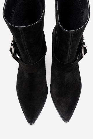 Luvishoes Velmor Siyah Süet Hakiki Deri Tokalı Kadın Western Bot Siyah