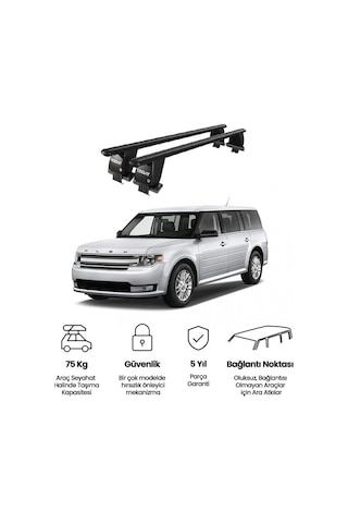 Royal Ford Flex 2013 Ve Sonrası Uyumlu Siyah Ara Atkı Port Bagaj Tavan Barı