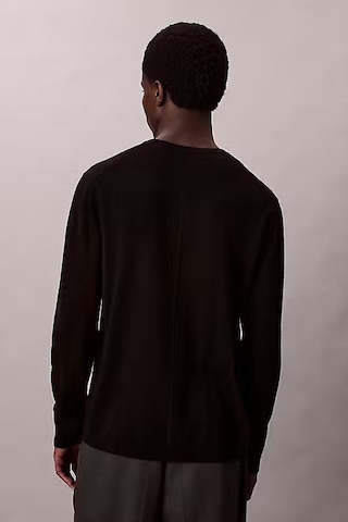 Erkek Regular Fit Merinos Yünü Triko Kazak - Siyah Black