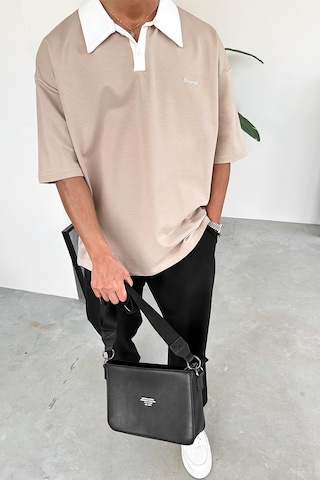 Krem Bound Polo Yaka Outplenty Premium Oversize Tişört Krem