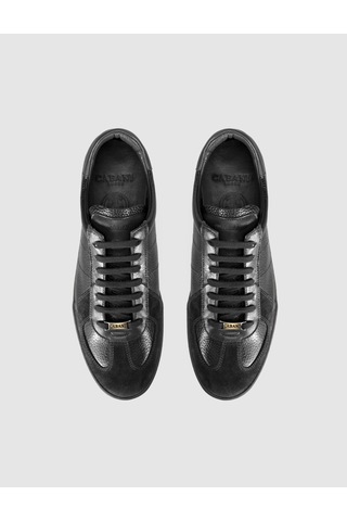 Cabani Hakiki Dana Deri Siyah Süet Erkek Sneaker Ayakkabı