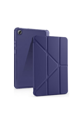 Maks Technology Lenovo Tab One 8.7 Tb-305fu Kılıf Mkst Tri Folding Kalem Bölmeli Standlı Kılıf - Lacivert Tablet Kılıfı