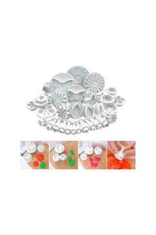 Suofeng 33 Parça Gıda Grubu Plastik Pasta Kalıbı Seti - 10 Farklı Desenli Ayçiçeği, Kelebek, Gül Yaprağı Vb. - Pastane Ve Kek Dekorasyonu İçin Kolay Kullanım Beyaz