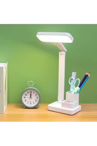 3 Renkli Kalemlikli Telefon Tutuculu Masa Lambası Okuma Işığı Çok Renkli