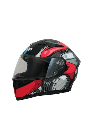 Gp Nero Mks003-mbb4r Güneş Vizörlü Şeffaf Full Face Motosiklet Kaskı Siyah Kırmızı