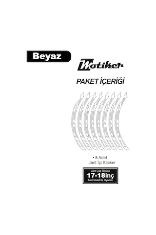 Rks R250 Motosiklet Jant İçi Sticker Etiket Modeli Beyaz
