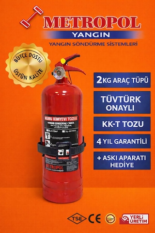 Metropol 2 Kg Tozlu Yangın Tüpü, Yangın Söndürme Tüpü.yangın Söndürücü.tekne Sertifikalı Yangın Tüpü.