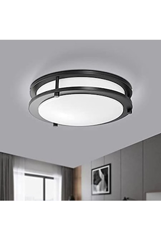 24 Watt, 4000k Soğuk Beyaz Işık Sıva Üstü Led Armatür, Modern Tavan Armatürü, Ledli Tavan Armatürü Siyah