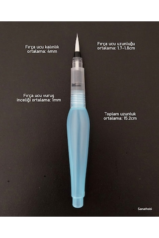 Fırça Uçlu, Brush Pen, Sulu Boya, Su Ve Mürekkep Hazneli, Boyama Kalem Mavi-m Beden