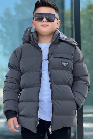 Pina Kids Erkek Çocuk Çıkarılabilir Kapüşonlu Su Geçirmez Nova Kışlık Mont Km4012 Füme