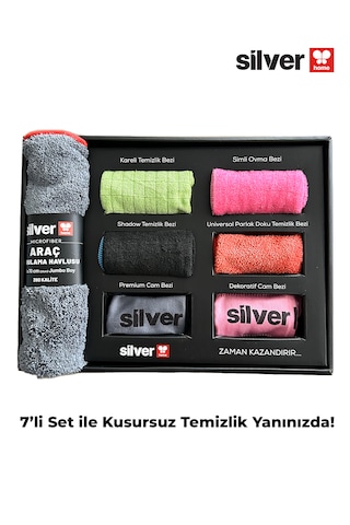 Silver Home 7 Parça Genel Temizlik Seti Hediyelik Özel Kutusunda Siyah