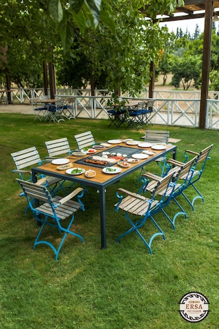 Klasik Restaurant Modeli Mangallı Masa Ahşap