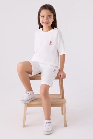 U.S. Polo Assn. Kız Çocuk Beyaz Bermuda Takım Beyaz