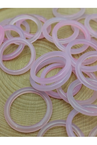 Akik Taşı İnce Boy Yüzük Pembe Alacalı 3mm Kalınlık 59974 Bakır