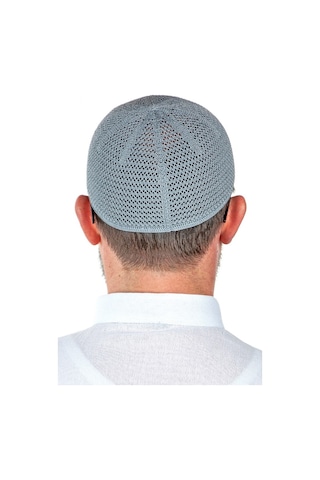Lüks Çelik Örme Namaz Takkesi Gri 1 Adet