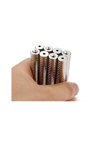 2 Adet D20mm X 7/4mm X 3mm Havşa Delikli Güçlü Vida Atılabilir Neodyum Mıknatıs 2'li Paket