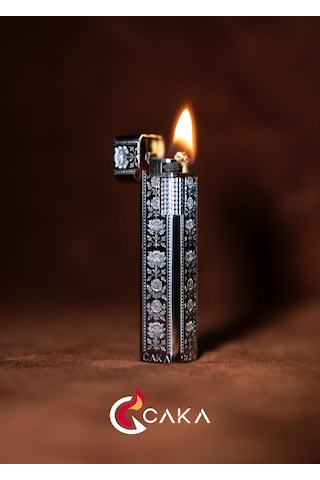 Caka Lighter Petra Flora Silver Benzinli Çakmak - Ckl-065