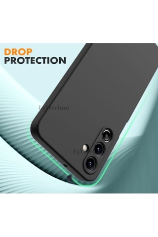 Samsung Galaxy Uyumlu A16 Kılıf Renkli Yumuşak Silikon Kapak Ekran Koruyucu Cam 9h Temperli -siyah Siyah