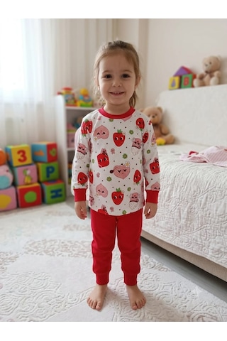 Kapitex Kız Çocuk Pijama Takımı Kırmızı