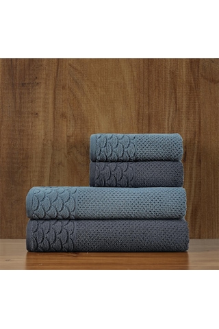Soley Alana Extra Yumuşak Pamuklu Pirinç Örgü 4'lü Havlu Seti HV.ALANA.4LUSET