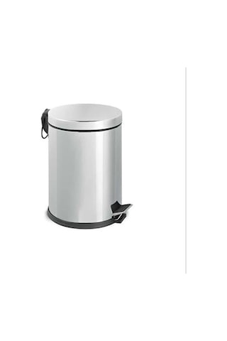 8 Lt Metal Çöp Kovası Pedallı Paslanmaz Gri