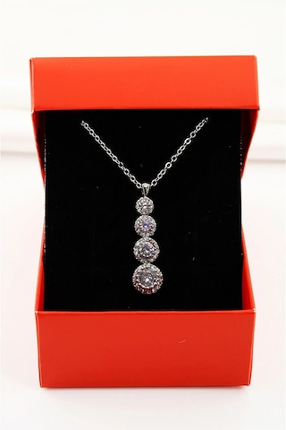 Ervanur Dört Sıra Zirkon Taşlı Su Yolu Kolye Gümüş