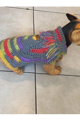 Pati Kedi Köpek Örme Ponponlu Püsküllü Mor Lila Renkli Giyim Pet