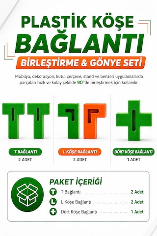 Plastik Köşe Bağlantı Birleştirme Ve Gönye Aparatı Turuncu Yeşil