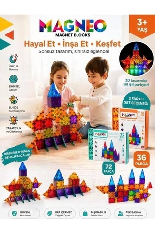 Magneo 36 Parça Magnetic Blocks