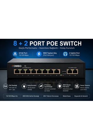 8+2 Poe Switch 10/100mbps 96w 8+2 Poe Switch 10/100mbps 96w