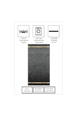 West Home Makinede Yıkanabilir Kaymaz Taban Leke Tutmaz Modern Gri Salon Halısı,mutfak Halısı Ve Mutfak Yolluk Wh 584 Grey